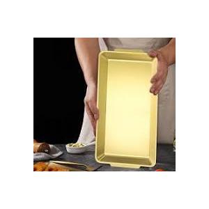 TIMCORR 2Pcs Food Serving Tray Set,12.6" 304 Stainless Steel Gold-Plated Rectangular Serving Platters with Slightly Raised Edges,Mirror Finish,Ideal for Desserts,Snacks,and Party Catering