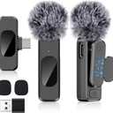 USB C Wireless Lavalier Microphone for Type-C,Android Phone,PC,Mini Microphone with Noise Reduction,Lapel Microphone for Video,Interviews,Live Streaming,TikTok,YouTube,2Pack (For iPhone 15 and Above)