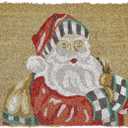 MACKENZIE-CHILDS Entrance Mat, Decorative Outdoor Front Door Mat for Christmas, Coir Door Mat, 24" x 36", Santa with Presents