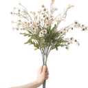 6 Pcs Wildflowers Artificial Flowers Bulk, 22.4 Inch Vintage Faux Plum Blossom Branches Silk Flowers for DIY Bouquet, Floral Arrangement, Home Wedding, Table Decorations (Champagne)