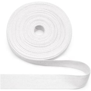 SEMINI 100% Natural Cotton White Twill Tape 10 Yards 1'' Herringbone Webbing Ribbon for Edge Binding Sewing Dressmaking Craft (Twill White, 1'' 10yards)