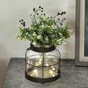 Vintage Glass Farmhouse Vase Rustic Lantern Decor with Plants Flowers Lights Retro Style Vases for Home Decor Floral Arrangement Hostess Gift