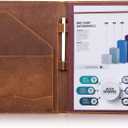 Jack&Chris Leather Portfolio, A4 Document Folder Legal Pad Padfolio, Professional Writing Letter Notepad Clipboard Sleeve Organizer, Resume Folio Binder for Men&Women,JC1823 (Russet Brown)