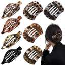 Obeoby 8 Pcs Flat Claw Clips for Women, 2 Types French Flat Hair Clips Hair Accessories Barrettes Large Medium (Tortoiseshell)