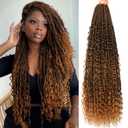 Soft Boho Locs Crochet Hair for Black Women-30 Inch 8 Packs Goddess Faux Locs Crochet Human Hair Feeling Pre Looped with Curly Ends Curly Ends (T27, 30 Inch(Pack of 8))