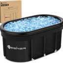 Yesker 110 Gal Oval Ice Bath Tub with Air Ring, Portable Multi-Layered Cold Plunge Tub with Lid for Athletes, Foldable and Inflatable, One Person Hot Bathtub at Gym, Yard, Home, Outdoors Use (Black)