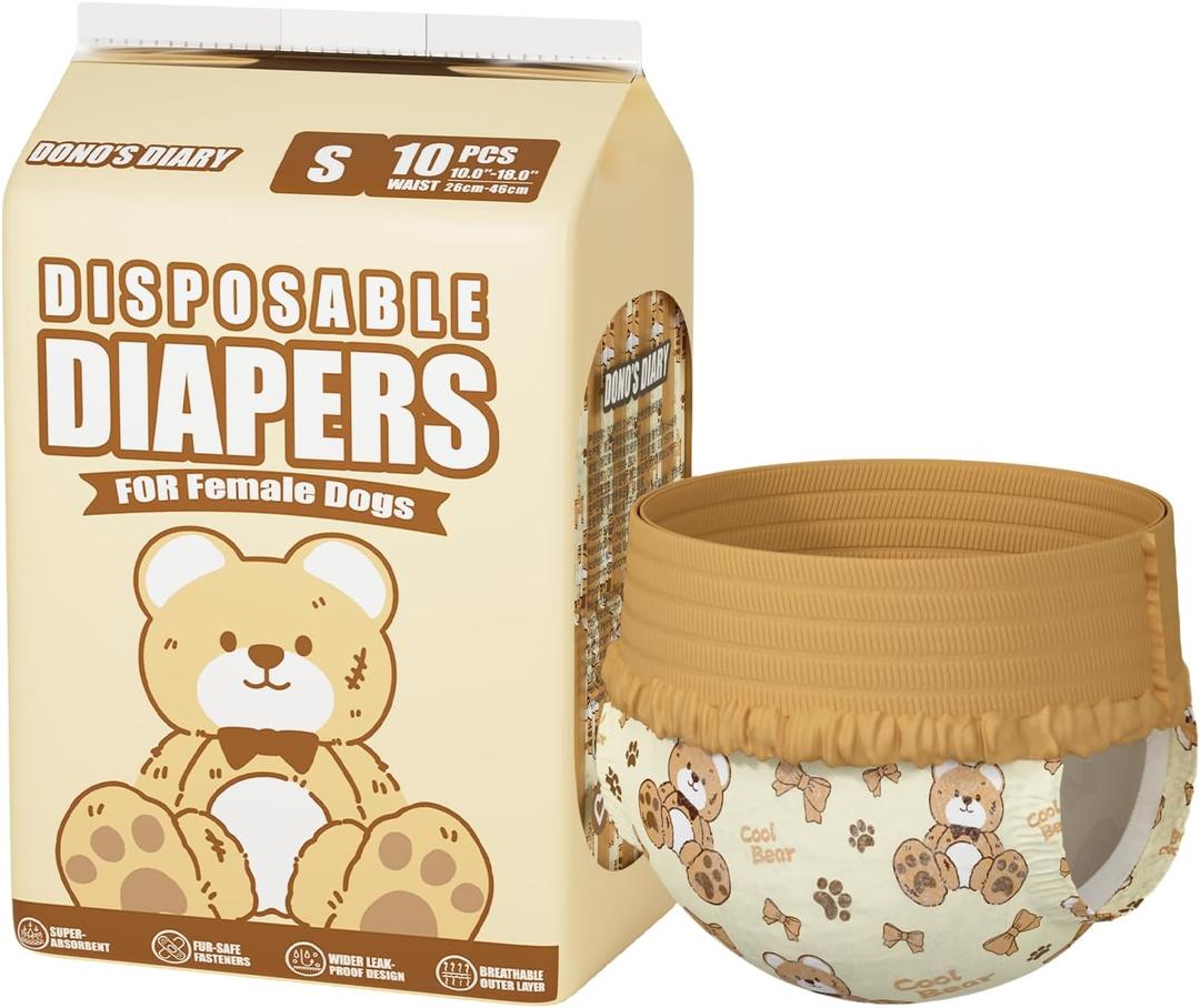 Dono's Diary Disposable Diapers For Female Dogs, Size S, 10 Pcs