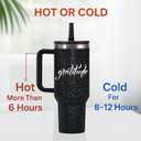 40 Oz Bling Rhinestone Gratitude Tumbler with Straw and Handle  Leak-Proof Double Wall Stainless Steel Cup  Vacuum Insulated, Reusable for Hot & Cold Drinks, Stylish Gift For Women Or Back-To-School