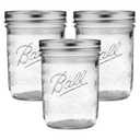 3 x Ball Wide Mouth Glass Mason Jars with Lids and Bands, Used for Canning, Pickling, Juice, Jam, Jelly, Pint Size 16 Ounce (Pack of 3)