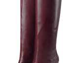 YIYA Cherry Red Boots for Fall Square Toe Chunky High Heels Dark Red Knee High Long Boots Pull On, 40