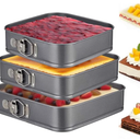 Square Springform Cake Pan 9.5inch,10inch,11inch, Set of 3 non stick leakproof cake baking pans with removable bottom
