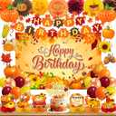 Fall Decorations Fall Birthday Party Decorations Include Autumn Backdrop Banner Cake Topper Honeycomb Pumpkin Balloon for Thanksgiving Birthday Decorations