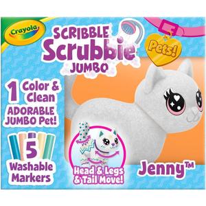Crayola Scribble Scrubbie Jumbo Toy Cat, Large Posable Animal for Kids, Birthday, Holiday for Girls & Boys, Washable Coloring & Grooming Toy, Ages 3+