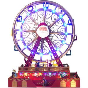 Christmas Rotating Ferris Wheel with LED Lights, 18" Big Christmas Animated Decorations, Creates Festive Atmosphere