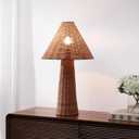 JONATHAN Y Kara 26.5" Modern Coastal Woven Rattan Table Lamp, Dark Brown