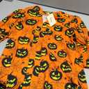 Roshop Valentines Blouses Women's Dressy Tops Smocked Sleeve Deep V Neck Cute Heart Blouse (Black Pumpkin, Small)