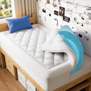 PERLECARE Twin Mattress Topper, 4 Inch Dual Layer Mattress Topper Twin for Pressure Relief, 2.5 Inch Cooling Egg Crate Gel Memory Foam Plus 1.5 Inch Pillow Top Cover, Medium Firm with Deep Pocket