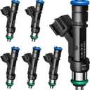 4 Holes Fuel Injectors Fits for Ford: Fusion 2006-2009, for Lincoln: Zephyr 2006, for Mercury: Milan 2006-2009, V6 3.0L Gas, Replace # 0280158075, 6E5Z9F593AA, 822-11213(6 Pcs)