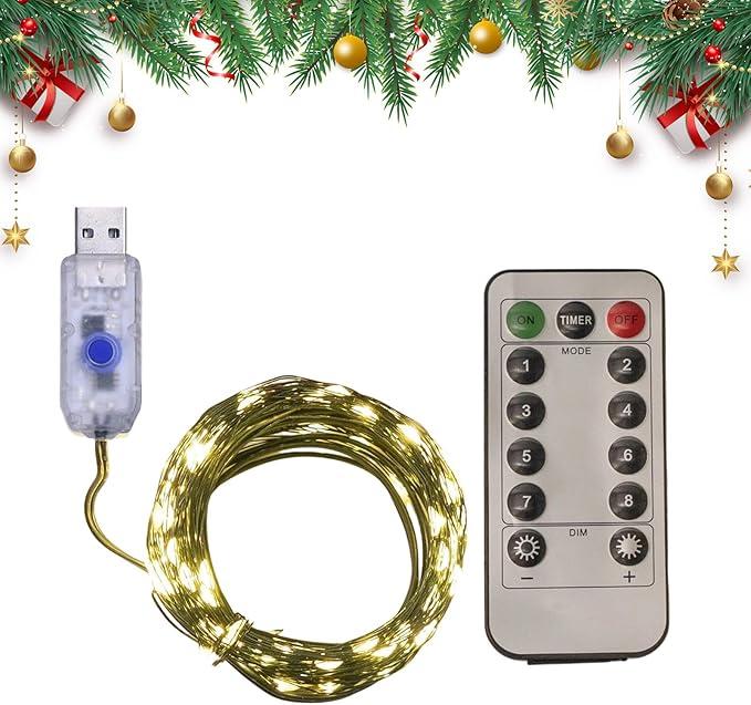 Christmas Twinkle Lights, 8 Lighting Modes, 10m/32.8ft, 20m/65.6ft, 30m/98.4ft, Waterproof LED Garlands, Holiday String Lights, Indoor & Outdoor Decoration, for Festive Table Fireplace Wedding Use