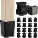 Square Chair Leg Protectors for Hardwood Floors, 14 Pcs Silicone Felt Furniture Leg Cover,Black.1.575" to 1.811".