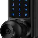 Keyless Entry Door Lock with Code, Keypad Door Lock with Handle, Touchscreen Door Knob with Keypad for Front Door Garage Bedroom Home, Auto-Lock, Matte Black