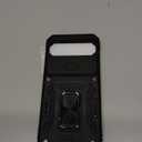 DEERLAMN Case for Google Pixel 9 Pro XL with Slide Camera Cover+Screen Protector(1 Pack), Rotated Ring Kickstand Military Grade Shockproof Protective Cover-Black