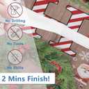 BEMIGO Christmas French Door Curtains for Windows, Tree Santa Claus Decorations Front Door Window Curtains for Glass, Red Brown Privacy Tie Up Blinds Thermal Insulated Shades 26 x 70 inch