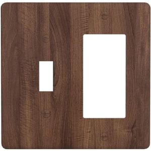 Outlet Covers Dark Walnut Wood Grain 1 Toggle 1 Rocker Combo Light Switch Cover Plate Electrical Switch Plates Electrical Wall Plate for Farmhouse Cabin Decor- pack of 4 large