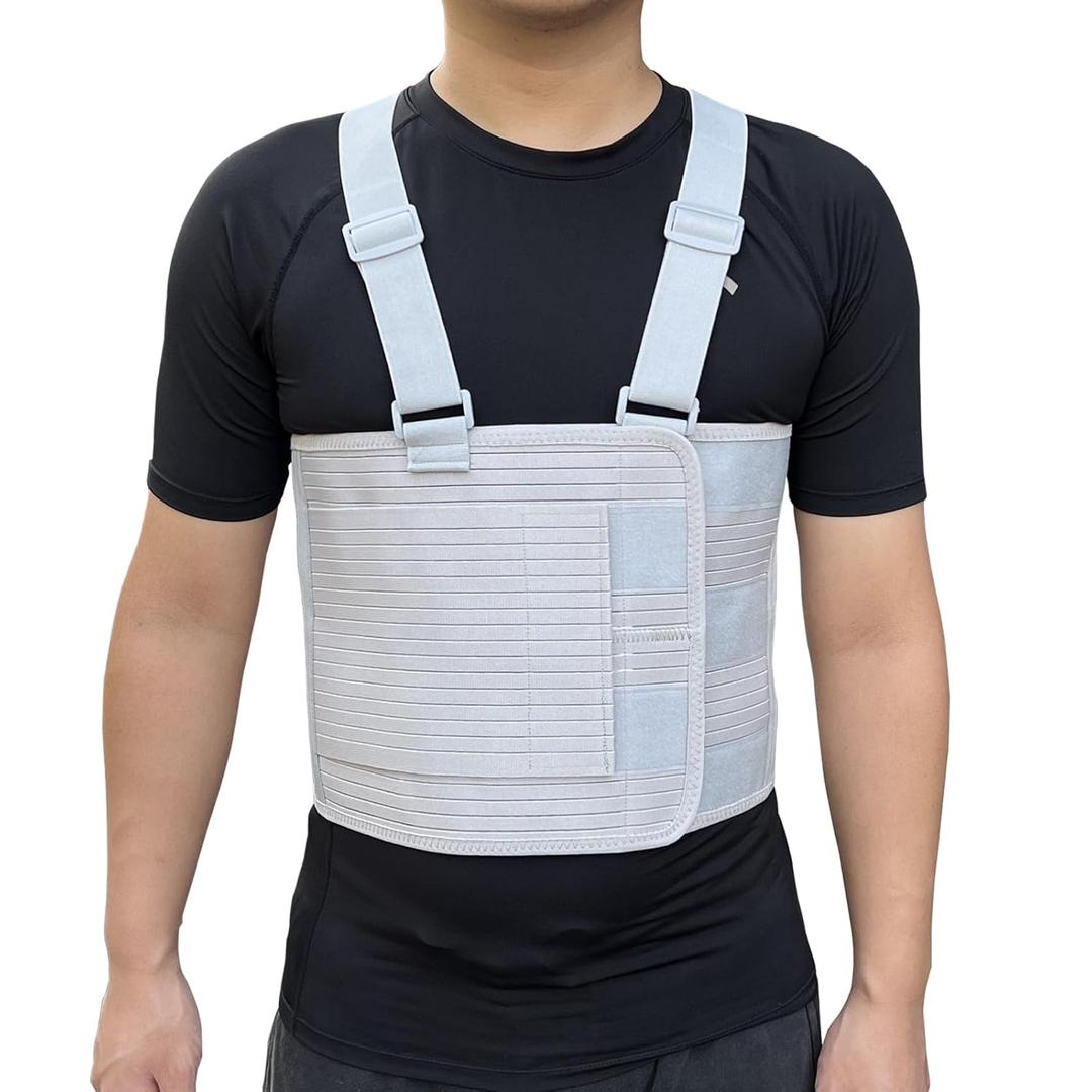 Rib Injury Chest Binder Brace for Cracked Ribs - Elastic Rib Support Belt for Men and Women - Rib Cage Support Belts Chest Compression Wrap for Bruised, Fractured or Dislocated Ribs Protection, Compression Wrap and Chest Support (X-Large ( Fits 49 - 59 ))