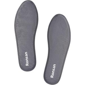 Ronsan Memory Foam Insoles for Women - Comfort Replacement Shoe Inserts for Running Shoes, Sneaker, Work Boot, Hiking Shoes, Cushioned Shock Absorbin Shoe Insoles, Gray US 6.5