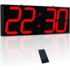 Digital Wall Clock with Double Sided Display, Large LED Clock with Timer,Alarm,Temperature and Date,Two Faced Hanging Digital Clock Large Display for Multiple Public Places(Red)