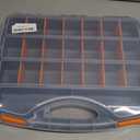 Makitoyo Hardware Storage Box Tools Organizer Container with Handle and Clear Lid, 21 Adjustable Compartments and 2 Fixed Sections,Perfect for Screws,Nuts, Bolts and Small Parts,15"L x 12.9"W x 2.9"H