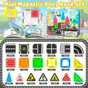 Mini Magnetic Tiles Road Set, STEM Building Toys for Kids Ages 3-8 | Screen-free Travel Toys, Preschool Magnetic Building Blocks, Birthday Gifts for Boys Girls 3+