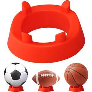 2 Pack Plastic Ball Stand Holder,Display Stand for Basketball /Football /Rugby,Round Pedestal Rack,Memorabilia Display Ball Stand 4.7" x 2" (Orange)