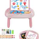 Gift for 1-2 Years Old Girl, Girl Toys with Magnetic Letters and Numbers, Portable Doodle Board Easel, Learning and Educational Toy for 1-2 Years Old Girls (Pink Red)