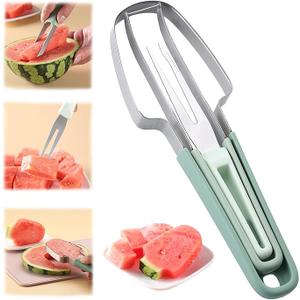 Pack of 4 Fantexy 3-in-1 Watermelon Slicer and Popsicle Maker - Stainless Steel Melon Cutter Tool for Camping and Kitchen
