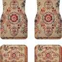 Luxury Car Floor Mats Full Set | Car Decor for Men Women | Vintage Oriental Pattern | Heavy Duty All-Weather Universal Rubber Liners | Non-Slip & Odor-Free