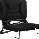 Stadium Bleacher Seat with Foam-Backed Support Extra-Wide Bleacher Chair with High-Density Padded CushionPortable Folding Stadium Chair (Black, 1-PC)