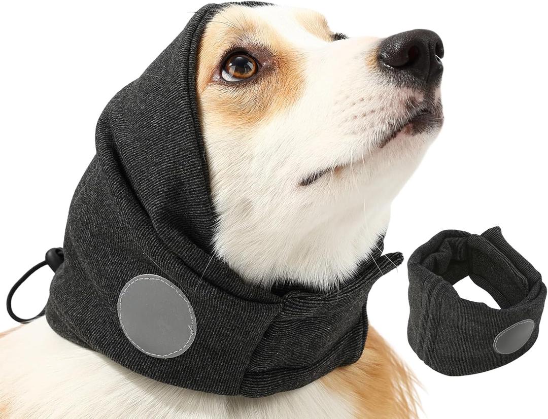 Dog Ear Muffs Dog Head Ear Warp Noise Protection (M-Head Circle(13.7"~18.9"), Black)