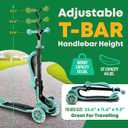 3 Wheel Scooter for Kids with Foldable Seat, Adjustable Handlebar Height, Lean-to-Steer Ride On Toy for Kids Ages 2+, Light-Up LED Wheels, Wide Anti Slip Deck, Indoor & Outdoor Use