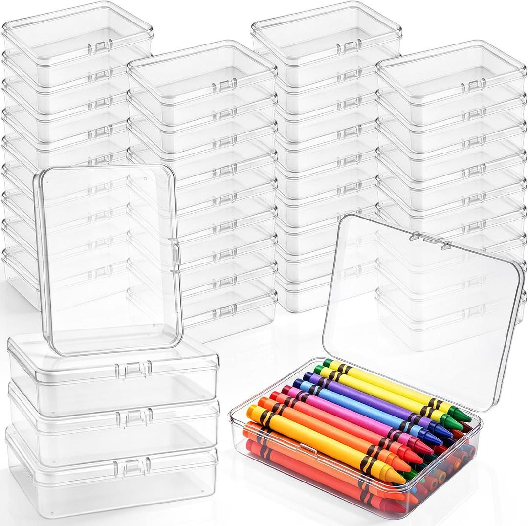Wenqik 120 Pcs Crayon Box, Plastic Clear Organizer for Classroom