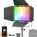 Godox LP400R RGB LED Video Light with Barndoor, 36W 1800K-10000K 6480Lux LED Panel Light with 14 FX Effects APP Control CRI/TLCI 96+ Dimmable 0-100% Studio Soft Lights for Photography