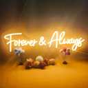 Forever And Always Neon Signs for Wall Decor Dimmable, USB Powered LED Light Sign, Forever & Always Neon Sign for Wedding Anniversary, Bedroom, Bar Decoration, 22.5"x6.6", Warm White