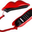 Red Mouth Telephone, Wired Novelty Cute Sexy Lip Phone, Gift Real Corded Cartoon Shaped Landline Phone Desk Corded Phones for Home Hotel Office Shop Party Decor