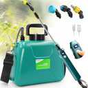 1.35 Gallon/5L Battery Powered Sprayer, Electric Sprayer with USB Rechargeable Handle, Battery Indicator, Garden Sprayer with Telescopic Wand, 3 Nozzles, Adjustable Shoulder Strap (Green)