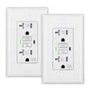 DEWENWILS 2-Pack GFCI Outlet 20Amp, Outdoor Weather-Resistant(WR), Tamper-Resistant(TR), UL Listed, Gfi Self-Test, LED Indicator, Wallplate Included with Thinner Design, White