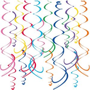 48Piece Multi-Color Paper Swirl Decorations  Hanging Party Swirls for Birthday, Baby Shower, Wedding & Celebration Decor