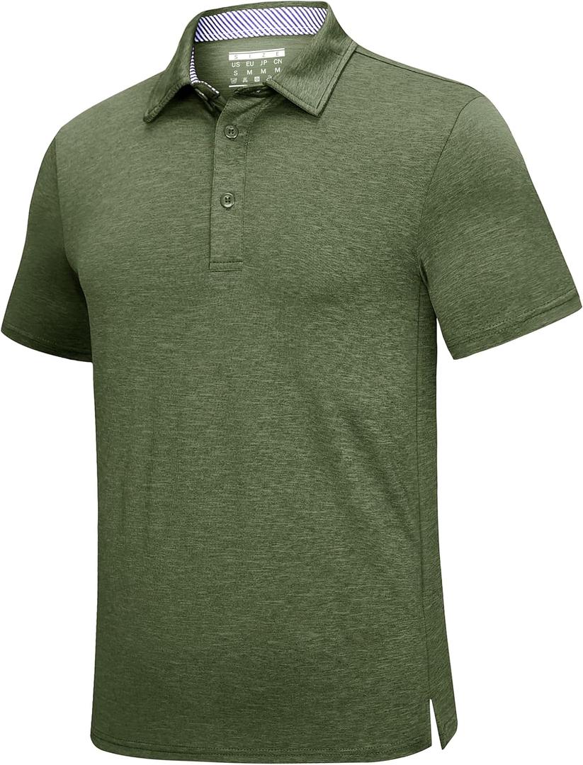 KEFITEVD Mens Polo Shirt Golf Short Sleeve Dry Fit Breathable | Quick dry, Moisture Wicking, Stretchy, Classic Fit with Striped Collar, Breathable, for Golf, Tennis, Fishing, Outdoor Sports (S)