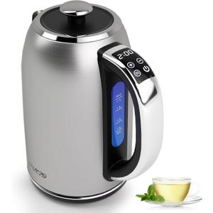 Electric Kettle Temperature Control 1.7L, Stainless Steel Interior (No Plastic Contact), 1500W Electric Tea Kettle, Hot Water Boiler Heater, LED Display&Touch Control,Auto-Shutoff/Boil-Dry Protection
