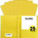 SUNEE 2 Pocket Folders with Prongs (25 Pack, Yellow), Paper Folders with 2 Pockets and 3 Prongs Fit Letter Size Paper, Folders with Prongs for School Office Home Business